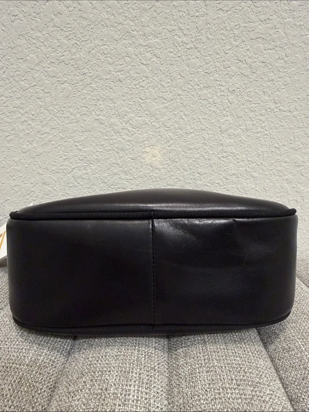 Salvatore Ferragamo Black Leather Messenger Bag with Gold Buckle